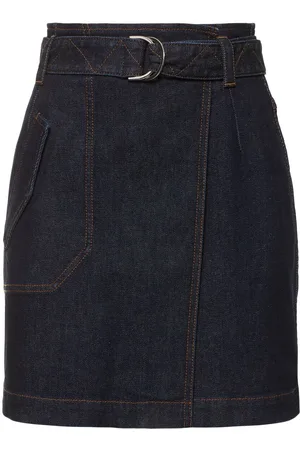 FERRARI Falda Plisada De Denim Con Cinturón
