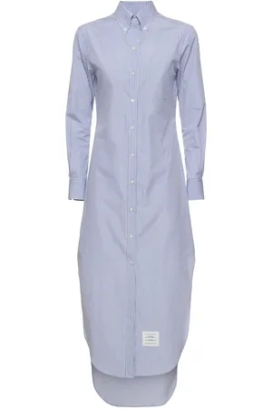 Thom Browne Vestido Camisero Largo De Popelina De Algodón
