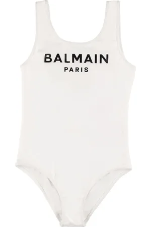 Balmain Bañador Entero De Lycra Con Logo Estampado