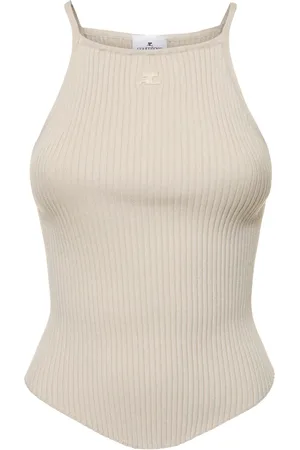 Courrèges Tank Top De Punto Acanalado De Viscosa