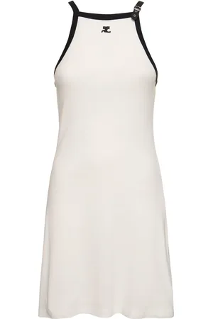 Courrèges Vestido Corto Algodón Contrastante