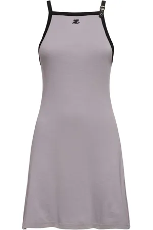 Courrèges Vestido Corto Algodón Contrastante