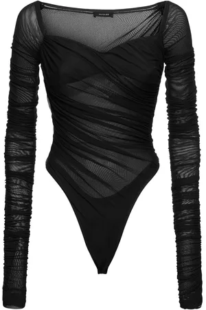 MUGLER Body Drapeado Con Mangas Largas