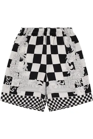 VERSACE Shorts De Seda Estampada