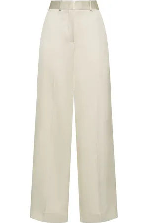 Jil Sander Pantalones Anchos De Sarga De Seda Y Viscosa