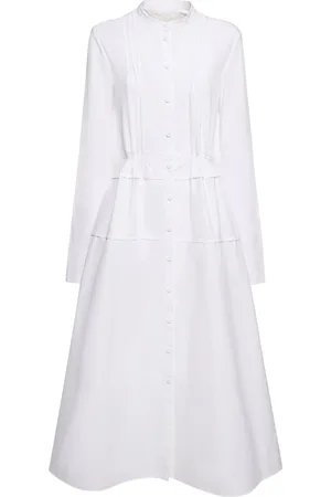 Jil Sander Vestido Camisero Midi De Popelina De Algodón