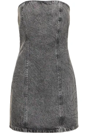 ROTATE Vestido Corto De Denim De Algodón