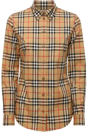 Burberry Camisa "lapwing" De Popelina Stretch A Cuadros