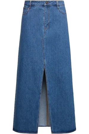 Designers Remix Falda Larga De Denim De Algodón