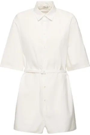 Auralee Jumpsuit De Algodón Manga Corta