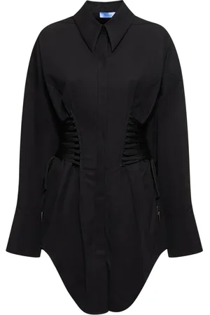 MUGLER Vestido Mini De Popelina De Algodón