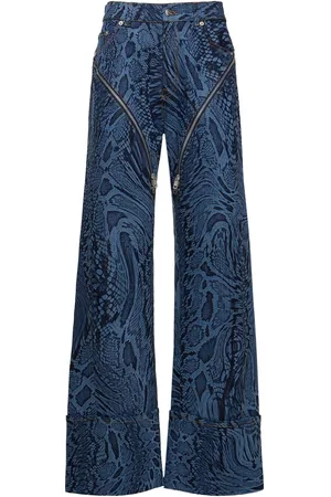 MUGLER Jeans Rectos De Denim Con Cintura Alta