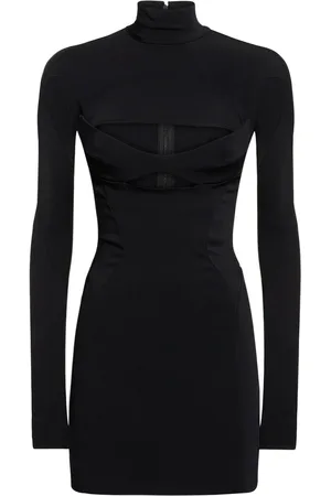 MUGLER Vestido De Crepe Con Cuello Alto