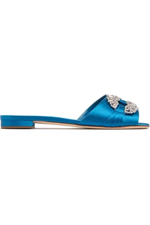 Manolo Blahnik Sandalias Planas De Satén 10mm
