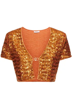 Oseree Top Corto De Lentejuelas Con Cadena