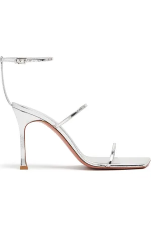 Amina Muaddi Sandalias De Piel Espejada 95mm