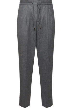 Brunello Cucinelli Pantalones Deportivos De Franela De Lana