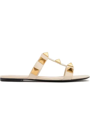 VALENTINO GARAVANI Sandalias Planas De Piel Con Tachuelas 10mm