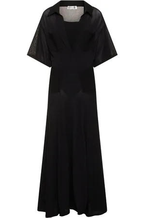 Victoria Beckham Vestido Largo De Punto De Algodón