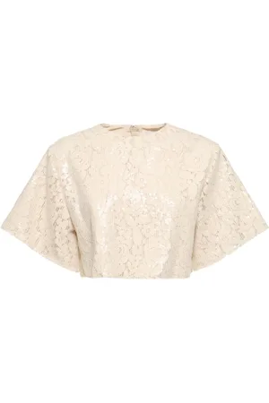 Msgm Top Corto Con Lentejuelas Y Manga Corta