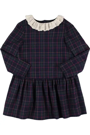 BONPOINT Vestido De Algodón Con Estampado A Cuadros