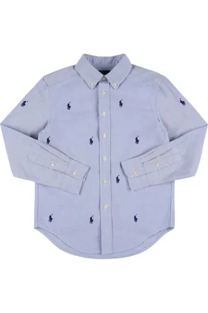 Ralph Lauren Camisa De Popelina De Algodón Con Logo Bordado
