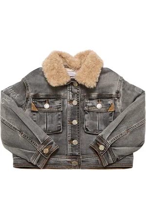 MONNALISA Chaqueta De Denim De Algodón Con Pelo Sintético