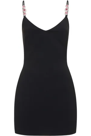 DAVID KOMA Vestido Corto De Cady Con Cristales