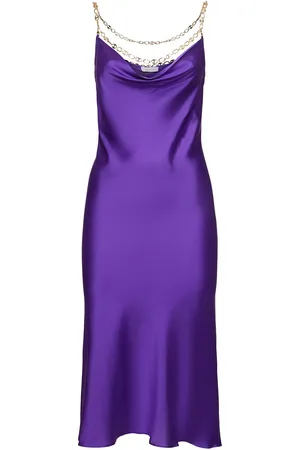 Paco rabanne Vestido Midi De Satén Con Cadena