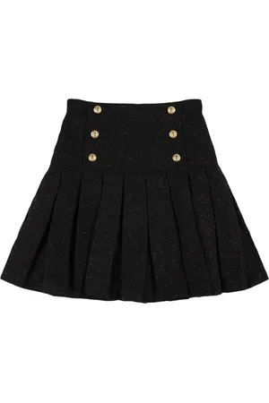 Balmain Falda Tweed Plisada