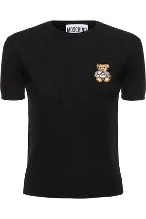 Moschino Top De Punto De Lana Acanalada Con Manga Corta