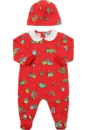 Moschino Pelele Y Gorrito De Algodón Estampado