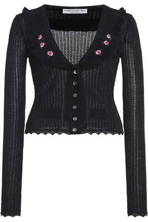 Alessandra Rich Top De Punto De Lana Bordado