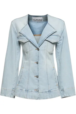 Ganni Blazer De Denim De Algodón