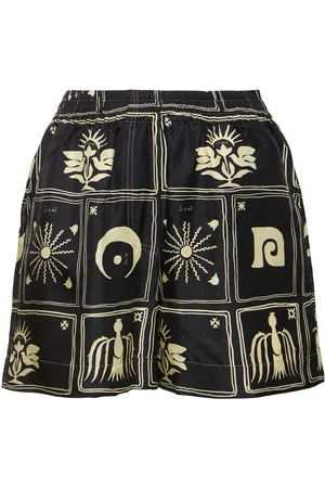 Nanushka Shorts De Sarga De Seda Impresa