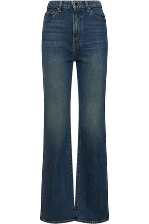Khaite Jeans Rectos De Denim Con Cintura Alta