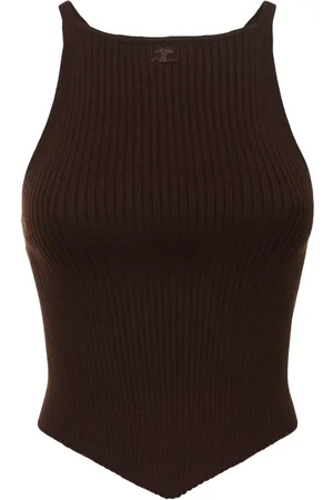 Courrèges Tank Top De Punto Acanalado