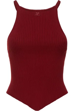 Courrèges Tank Top De Punto Acanalado