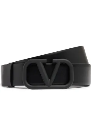 VALENTINO GARAVANI Cinturón De Piel Con Hebilla Con Logo V 4cm