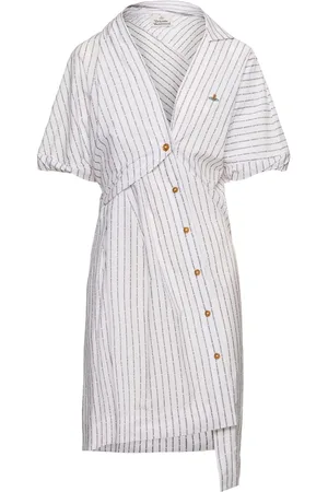 Vivienne Westwood Vestido Camisero De Popelina De Algodón Asimétrico