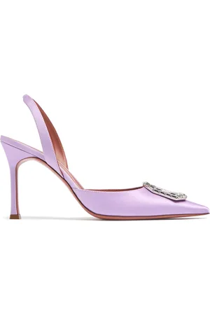 Amina Muaddi Tacones De Satén 90mm