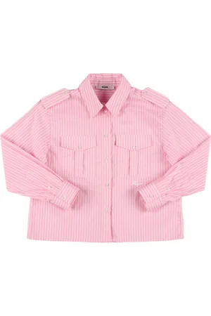 Msgm Camisa De Popelina De Algodón Estampada