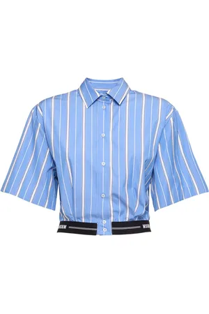 Msgm Camisa Cropped De Popelina De Algodón