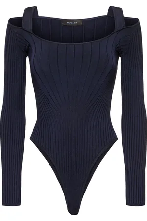 MUGLER Body De Punto Acanalado Con Manga Larga