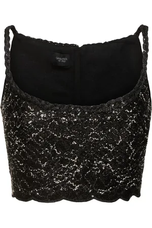 Giambattista Valli Top Corto De Tweed Con Lentejuelas