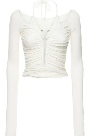 DION LEE Top De Jersey Viscosa Drapeado Con Alambre
