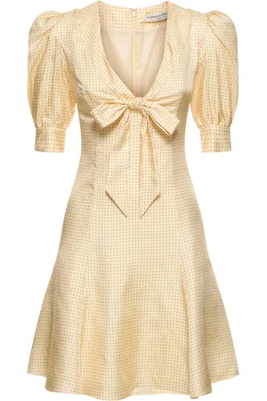 Alessandra Rich Vestido Corto De Seda Con Estampado