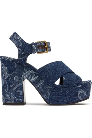 Etro Sandalias De Denim Con Plataforma 100mm
