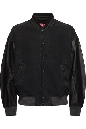 Diesel Chaqueta Bomber De Piel Y Denim