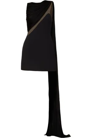 DAVID KOMA Vestido Corto De Tul Y Jersey Drapeado